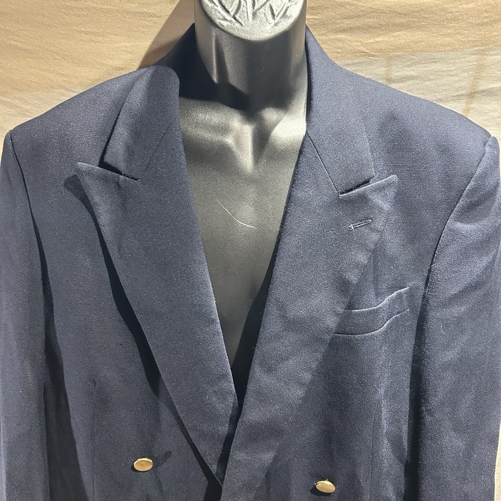 Vintage Ron Chereskin Men Navy Double Breasted Blazer Suit Jacket 40R Yugoslavia